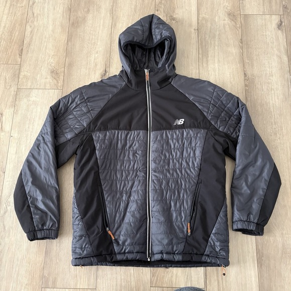 New Balance Other - New Balance Puffer Jacket Fleece‎ Lined Hooded Full Zip Black Mens Size Medium